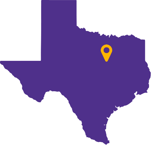 Map of Texas with Dallas highlighted